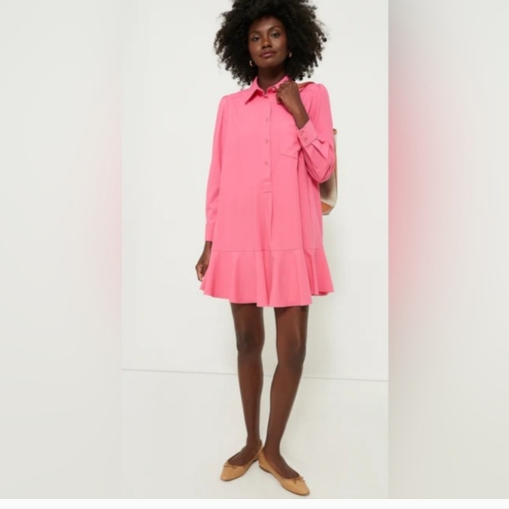 NWOT. Tuckernuck Callahan Crepe Shirt Mini Dress. Sz.Xs Hot Pink